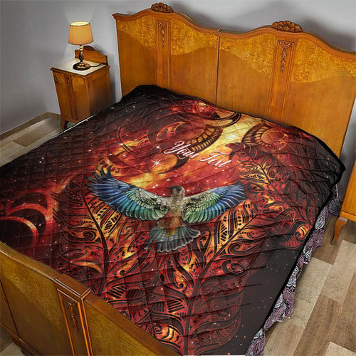 New Zealand Kea Bird Matariki Personalised Quilt Silver Fern Maori Pattern
