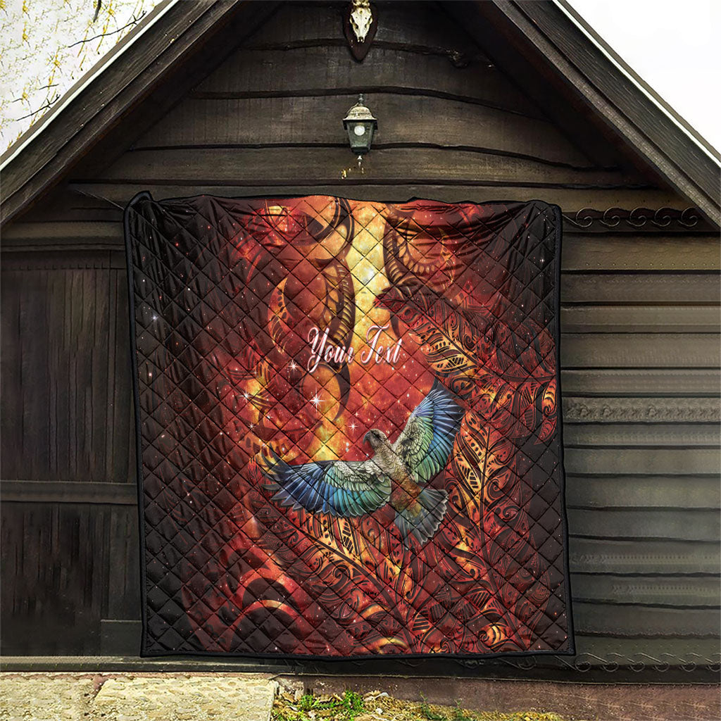 New Zealand Kea Bird Matariki Personalised Quilt Silver Fern Maori Pattern
