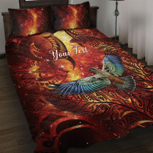 New Zealand Kea Bird Matariki Personalised Quilt Bed Set Silver Fern Maori Pattern