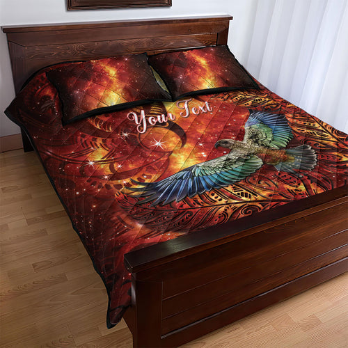 New Zealand Kea Bird Matariki Personalised Quilt Bed Set Silver Fern Maori Pattern