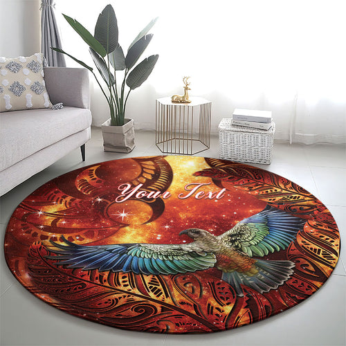 New Zealand Kea Bird Matariki Personalised Round Carpet Silver Fern Maori Pattern