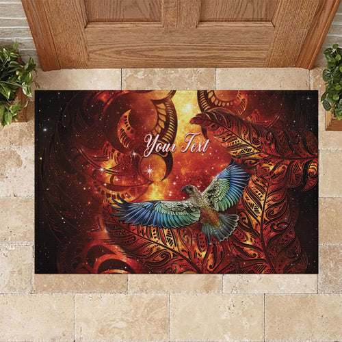 New Zealand Kea Bird Matariki Personalised Rubber Doormat Silver Fern Maori Pattern