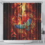 New Zealand Kea Bird Matariki Personalised Shower Curtain Silver Fern Maori Pattern
