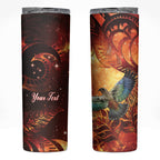 New Zealand Kea Bird Matariki Personalised Skinny Tumbler Silver Fern Maori Pattern