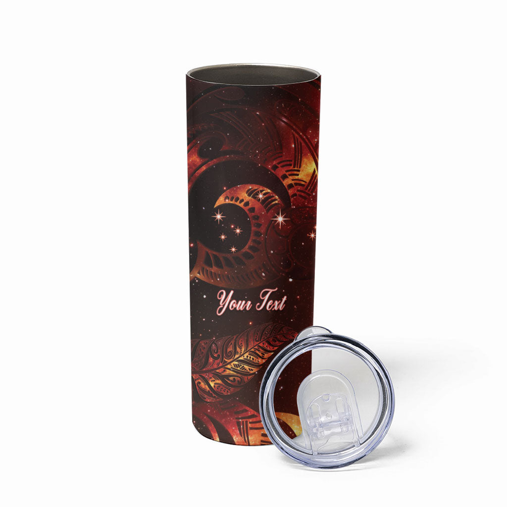 New Zealand Kea Bird Matariki Personalised Skinny Tumbler Silver Fern Maori Pattern