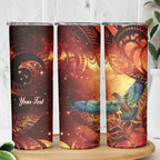 New Zealand Kea Bird Matariki Personalised Skinny Tumbler Silver Fern Maori Pattern