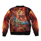 New Zealand Kea Bird Matariki Personalised Sleeve Zip Bomber Jacket Silver Fern Maori Pattern