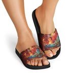 New Zealand Kea Bird Matariki Personalised Slide Sandals Silver Fern Maori Pattern