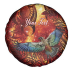 New Zealand Kea Bird Matariki Personalised Spare Tire Cover Silver Fern Maori Pattern