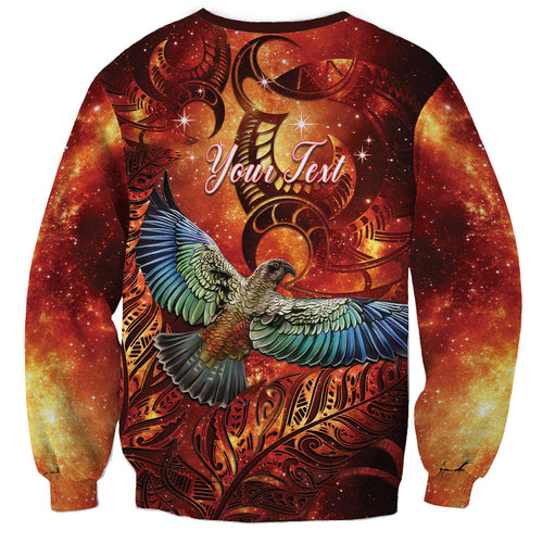 New Zealand Kea Bird Matariki Personalised Sweatshirt Silver Fern Maori Pattern