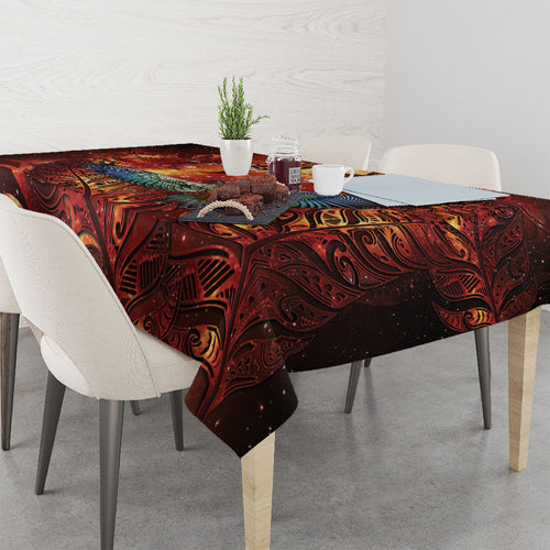 New Zealand Kea Bird Matariki Personalised Tablecloth Silver Fern Maori Pattern