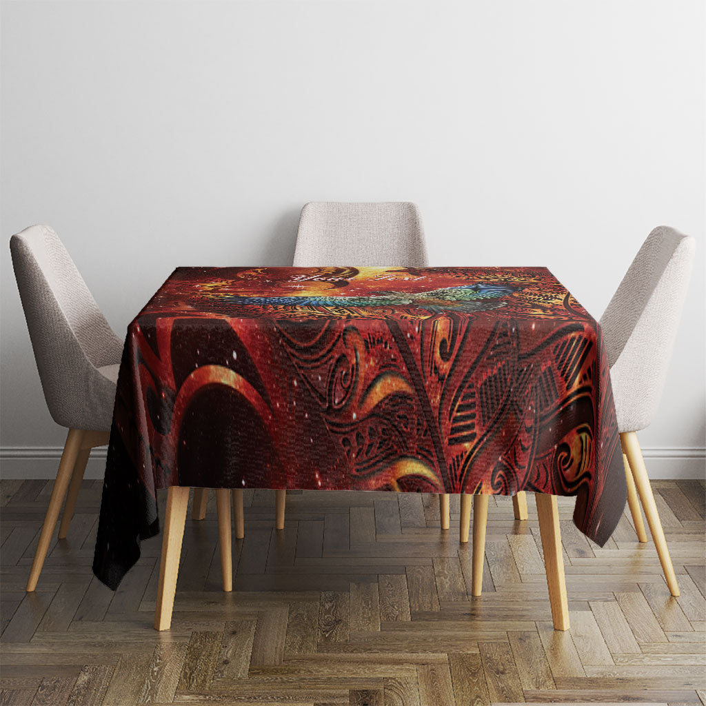 New Zealand Kea Bird Matariki Personalised Tablecloth Silver Fern Maori Pattern