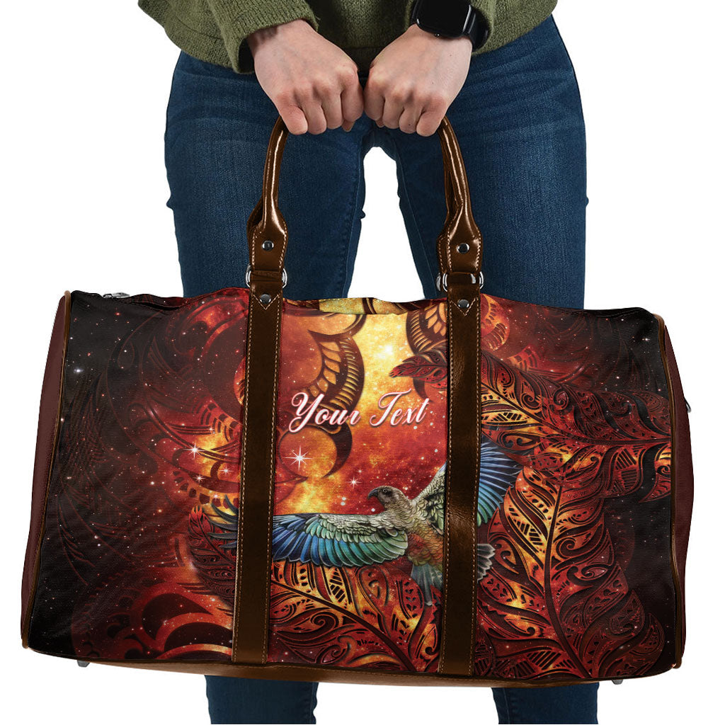 New Zealand Kea Bird Matariki Personalised Travel Bag Silver Fern Maori Pattern