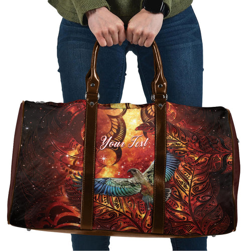 New Zealand Kea Bird Matariki Personalised Travel Bag Silver Fern Maori Pattern
