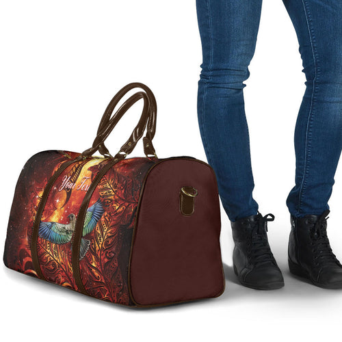 New Zealand Kea Bird Matariki Personalised Travel Bag Silver Fern Maori Pattern
