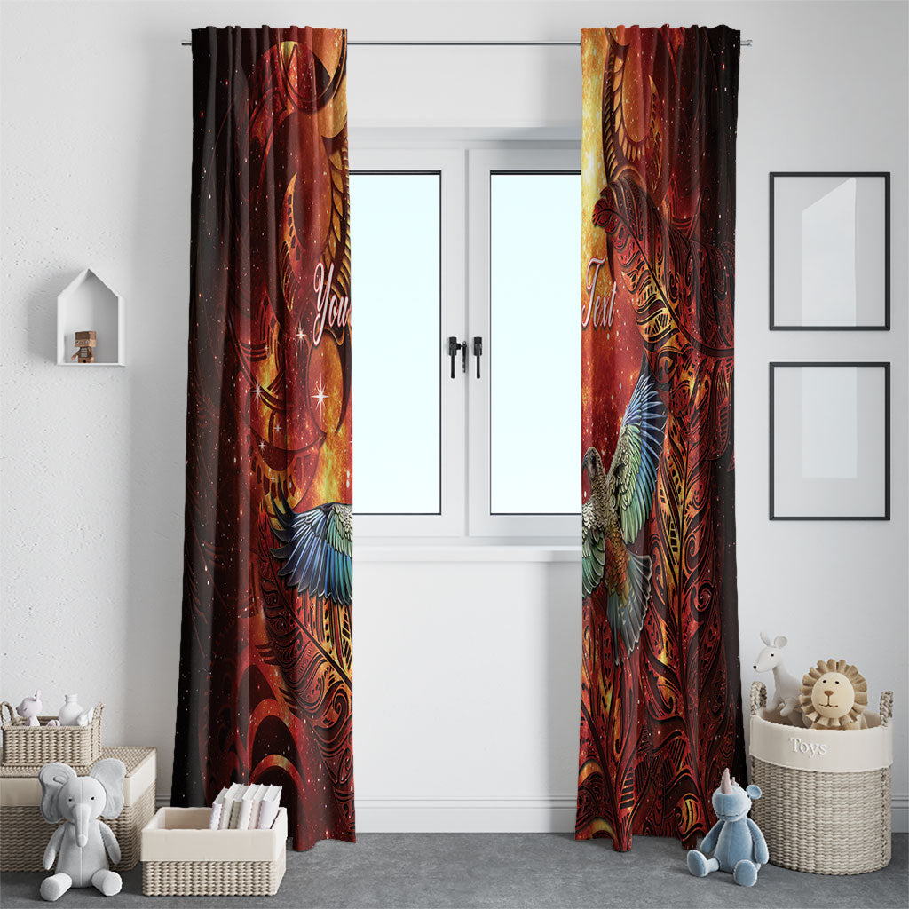 New Zealand Kea Bird Matariki Personalised Window Curtain Silver Fern Maori Pattern