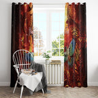 New Zealand Kea Bird Matariki Personalised Window Curtain Silver Fern Maori Pattern
