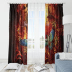 New Zealand Kea Bird Matariki Personalised Window Curtain Silver Fern Maori Pattern