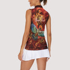New Zealand Kea Bird Matariki Personalised Women Sleeveless Polo Shirt Silver Fern Maori Pattern