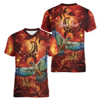 New Zealand Kea Bird Matariki Personalised Women V-Neck T-Shirt Silver Fern Maori Pattern