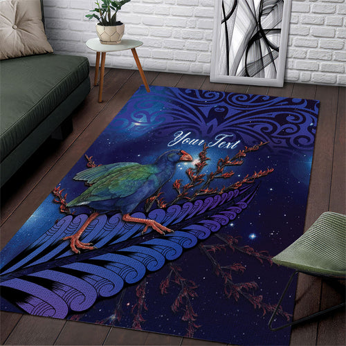 Takahe New Zealand Personalised Area Rug Harakeke Silver Fern Maori Pattern