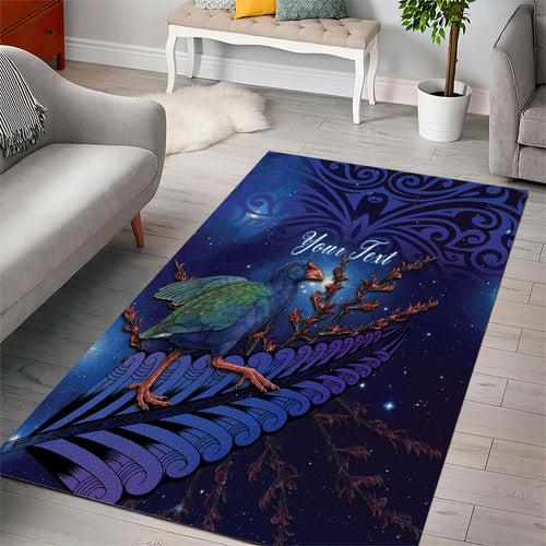 Takahe New Zealand Personalised Area Rug Harakeke Silver Fern Maori Pattern