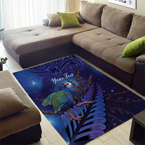 Takahe New Zealand Personalised Area Rug Harakeke Silver Fern Maori Pattern