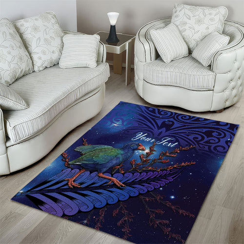 Takahe New Zealand Personalised Area Rug Harakeke Silver Fern Maori Pattern