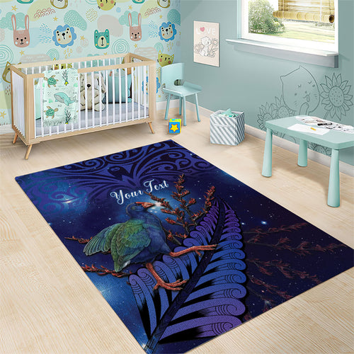 Takahe New Zealand Personalised Area Rug Harakeke Silver Fern Maori Pattern