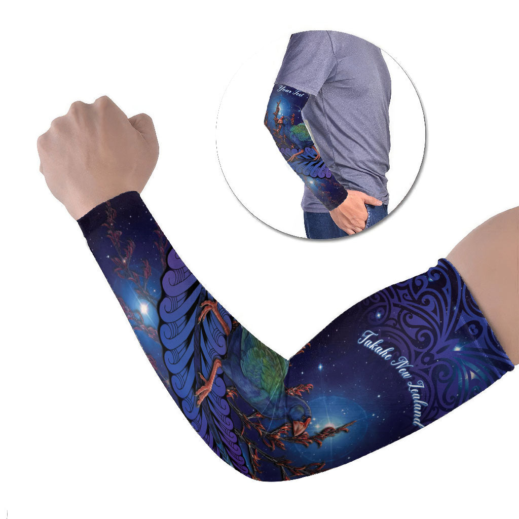 Takahe New Zealand Personalised Arm Sleeves Harakeke Silver Fern Maori Pattern