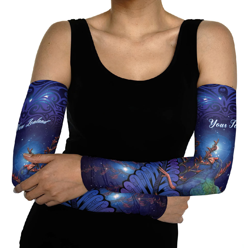 Takahe New Zealand Personalised Arm Sleeves Harakeke Silver Fern Maori Pattern