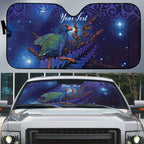 Takahe New Zealand Personalised Auto Sun Shade Harakeke Silver Fern Maori Pattern