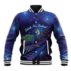 Takahe New Zealand Personalised Baseball Jacket Harakeke Silver Fern Maori Pattern