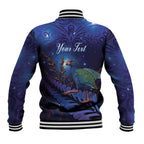 Takahe New Zealand Personalised Baseball Jacket Harakeke Silver Fern Maori Pattern