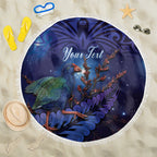 Takahe New Zealand Personalised Beach Blanket Harakeke Silver Fern Maori Pattern