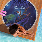 Takahe New Zealand Personalised Beach Blanket Harakeke Silver Fern Maori Pattern