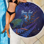 Takahe New Zealand Personalised Beach Blanket Harakeke Silver Fern Maori Pattern