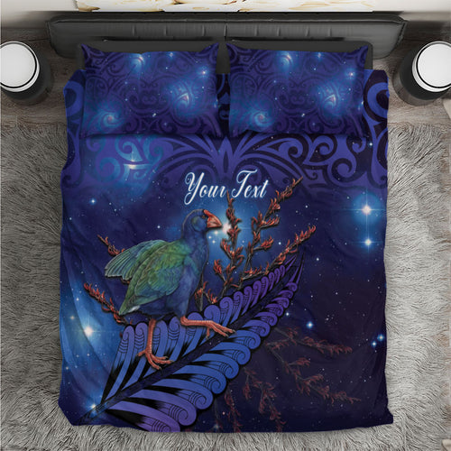 Takahe New Zealand Personalised Bedding Set Harakeke Silver Fern Maori Pattern