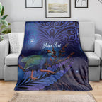 Takahe New Zealand Personalised Blanket Harakeke Silver Fern Maori Pattern
