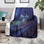 Takahe New Zealand Personalised Blanket Harakeke Silver Fern Maori Pattern