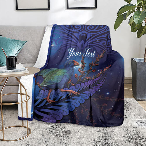 Takahe New Zealand Personalised Blanket Harakeke Silver Fern Maori Pattern