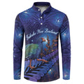 Takahe New Zealand Personalised Button Sweatshirt Harakeke Silver Fern Maori Pattern