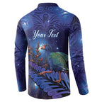 Takahe New Zealand Personalised Button Sweatshirt Harakeke Silver Fern Maori Pattern