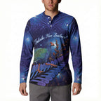Takahe New Zealand Personalised Button Sweatshirt Harakeke Silver Fern Maori Pattern