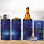 Takahe New Zealand Personalised 4 in 1 Can Cooler Tumbler Harakeke Silver Fern Maori Pattern