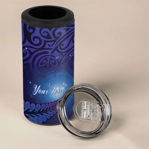 Takahe New Zealand Personalised 4 in 1 Can Cooler Tumbler Harakeke Silver Fern Maori Pattern