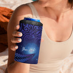 Takahe New Zealand Personalised 4 in 1 Can Cooler Tumbler Harakeke Silver Fern Maori Pattern