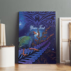 Takahe New Zealand Personalised Canvas Wall Art Harakeke Silver Fern Maori Pattern