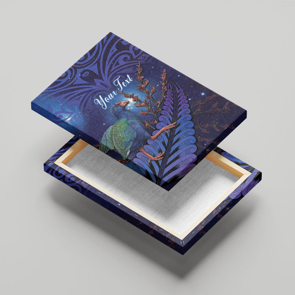 Takahe New Zealand Personalised Canvas Wall Art Harakeke Silver Fern Maori Pattern