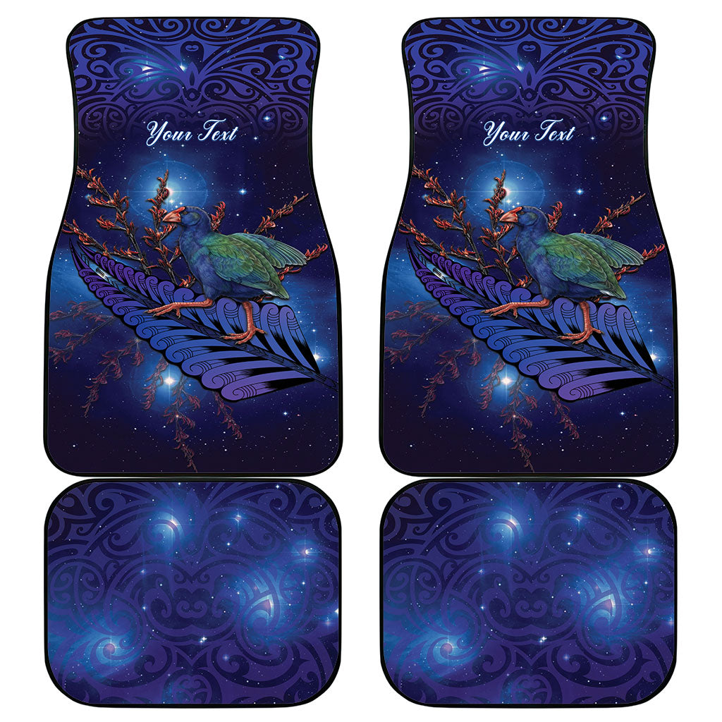 Takahe New Zealand Personalised Car Mats Harakeke Silver Fern Maori Pattern